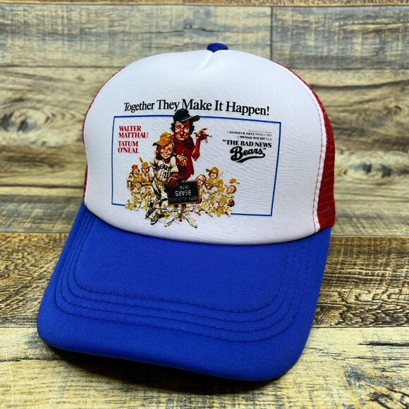 The Bad News Bears Unisex Trucker Hat Blue Snapback 70s Baseball Comedy Cap - Picture 1 of 8